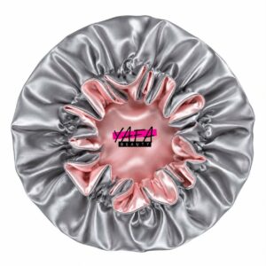 Bonnet double face rose/gris